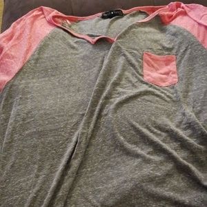 Gray and pink baseball tee